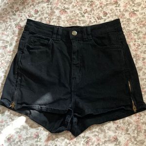 American Apparel Black High Rise Zipper Shorts